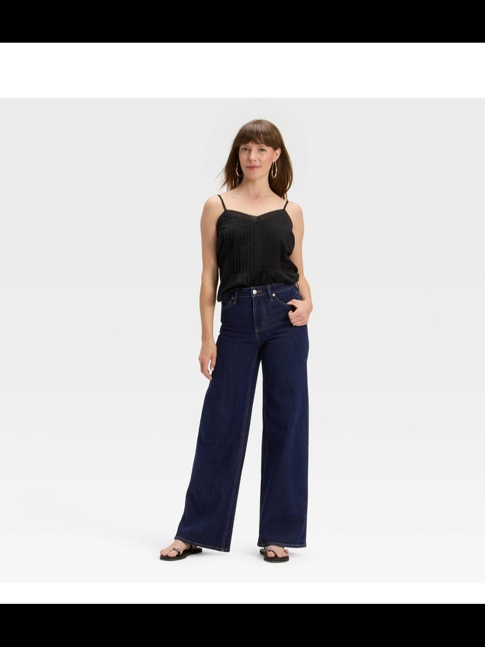 Univeral Thread Wide Leg High-Rise Jeans - Dark Blue